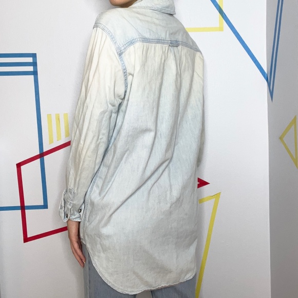 Topshop Moto Acid Wash Denim Button Down Shirt - Picture 4 of 4
